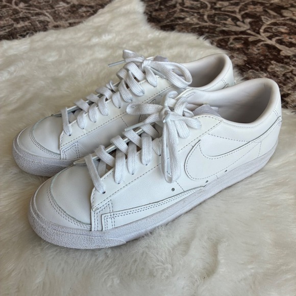 Nike Shoes - Nike Blazer Low 77 Triple White Leather Sneakers Womens 8.5 DC4769-101